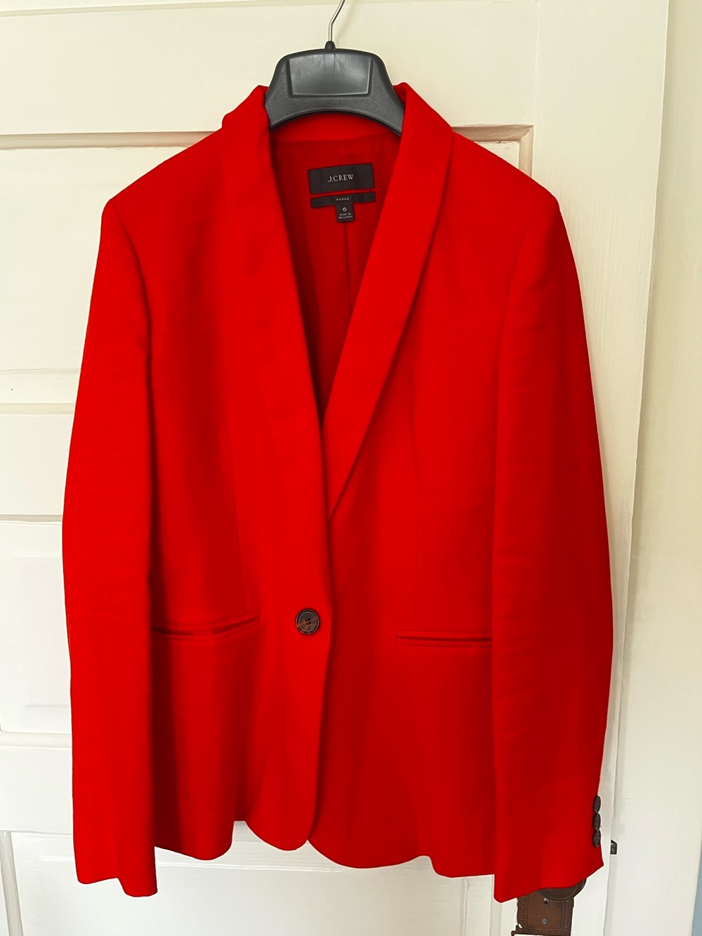 J.Crew Parke Linen Blend Blazer Red Size 6 Single Button Classic Tailored